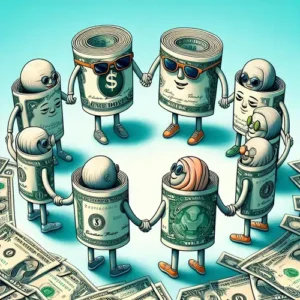 ציור של דולרים שמחזיקים ידיים שמסמנים איחוד הלוואות